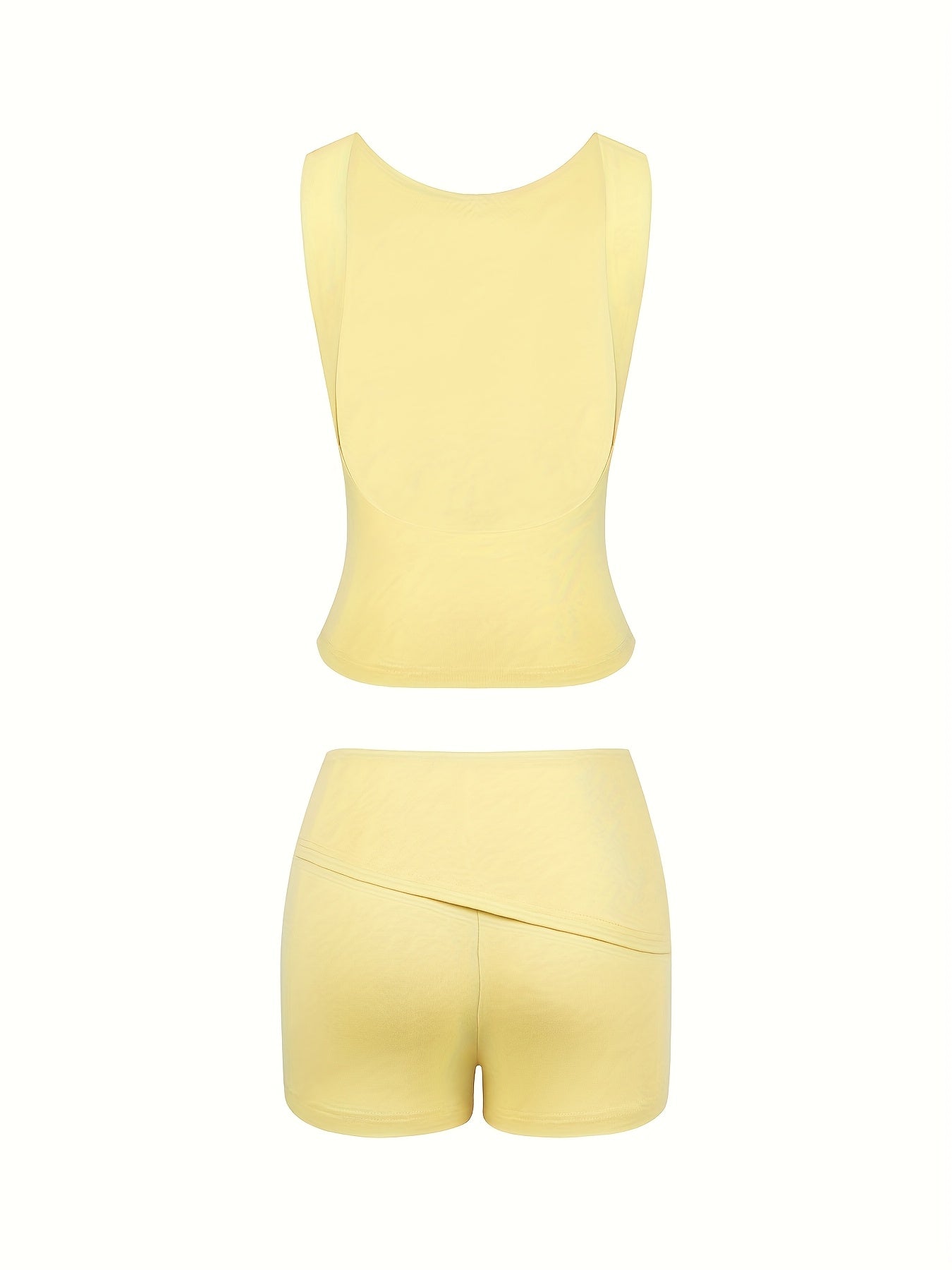 A new summer solid color Women's vest and hip-lifting shorts s and fashion 2pcs set