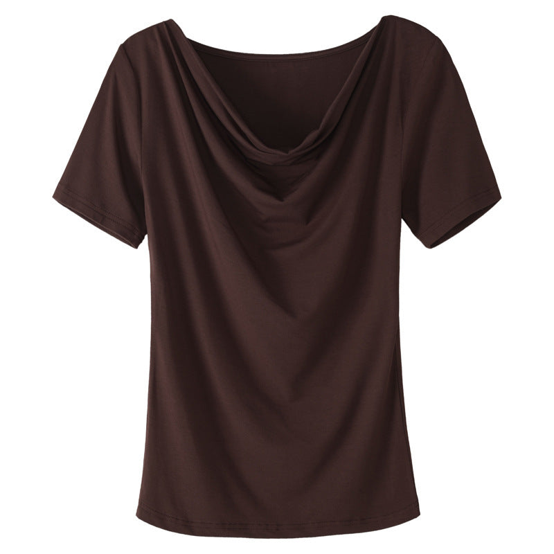 Women's Short-sleeved T-shirt With Pile Collar