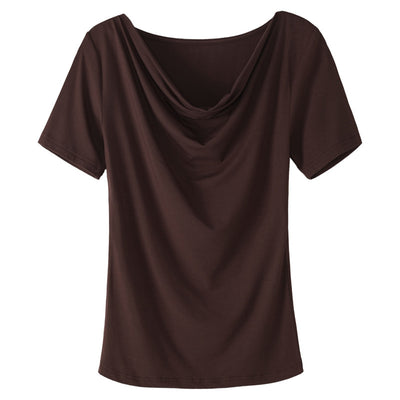 Women's Short-sleeved T-shirt With Pile Collar
