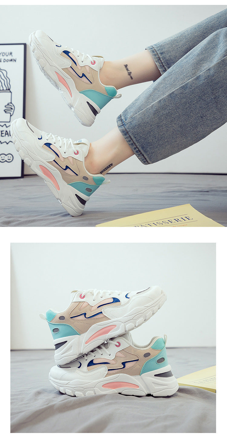 2025 New Women's Breathable Lightweight Mesh Knit Lace-Up Sports Shoes - Cushioned EVA Sole, Striped Design, Low-Top Korean Style for Running, Walking & Road Strolling - All-Season Minimalist Casual Sneakers, Ladies Sneakers,