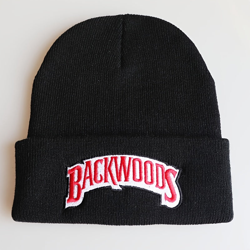1pc Cozy "BACKWOODS" Thermal Knitted Hat for Men - Soft, Warm, and Breathable - Ideal Gift Choice for Outdoor Enthusiasts and Casual Wear