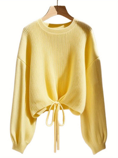 Fashion Lace Up Pullover Long Sleeve Women's Tops Hot Soft Long Sleeve Women's Sweater Daily Casual Commuting Warm Autumn Winter Clothing Premium Quality Women's clothing with fabric construction