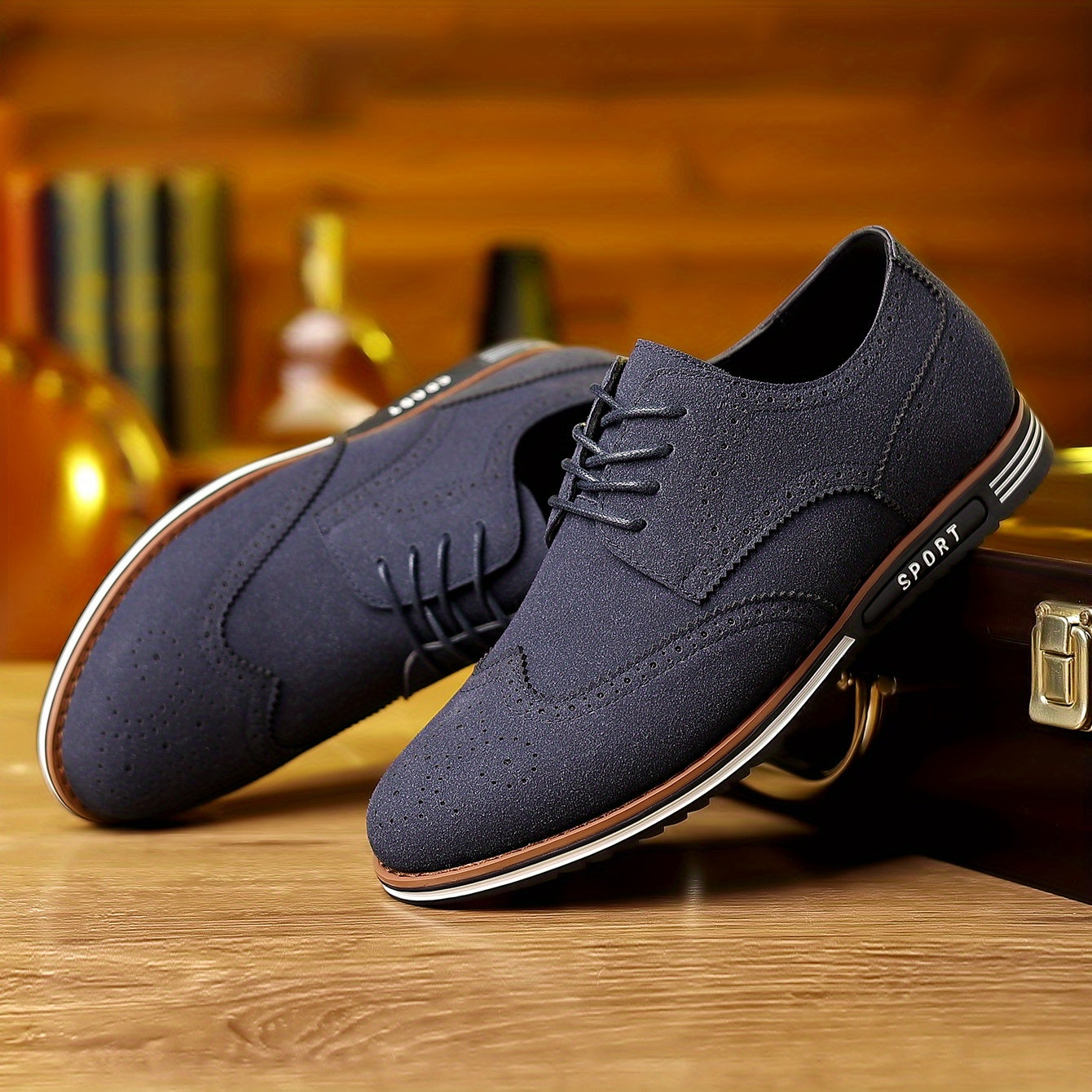[Versatile Casual Shoes] Versatile Plus Size Men's Casual Shoes | Korean Style, Soft Sole Lace-up Rubber Sole Wedding Everyday Shoes