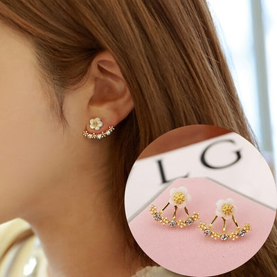 [Korean Fashion Flower Earrings Studs] Daisy New Korean Fashion Earrings Flower Back Hanging Studs