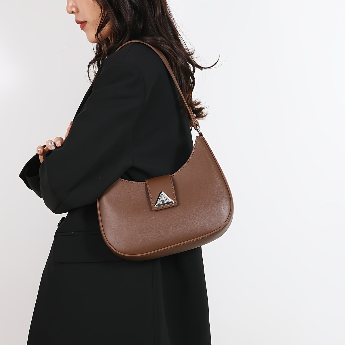 Korean High-end Texture Bag for Women, Fashionable And Versatile, Simple Single Shoulder Underarm Bag, Crescent Shaped Bag for Women