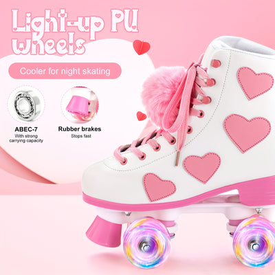 Classic Roller Skates For Women And Girl, High-top PU Leather Roller Skates With Light Up Wheels, The Best Halloween Gift For Roller Skating Beginners