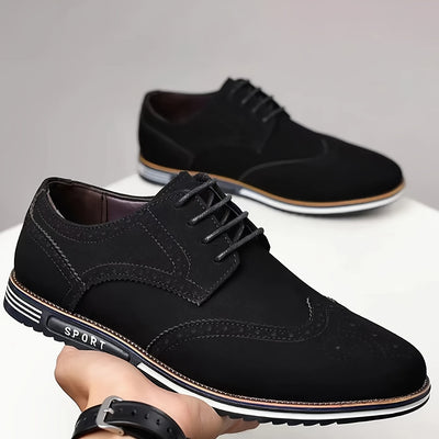 [Versatile Casual Shoes] Versatile Plus Size Men's Casual Shoes | Korean Style, Soft Sole Lace-up Rubber Sole Wedding Everyday Shoes