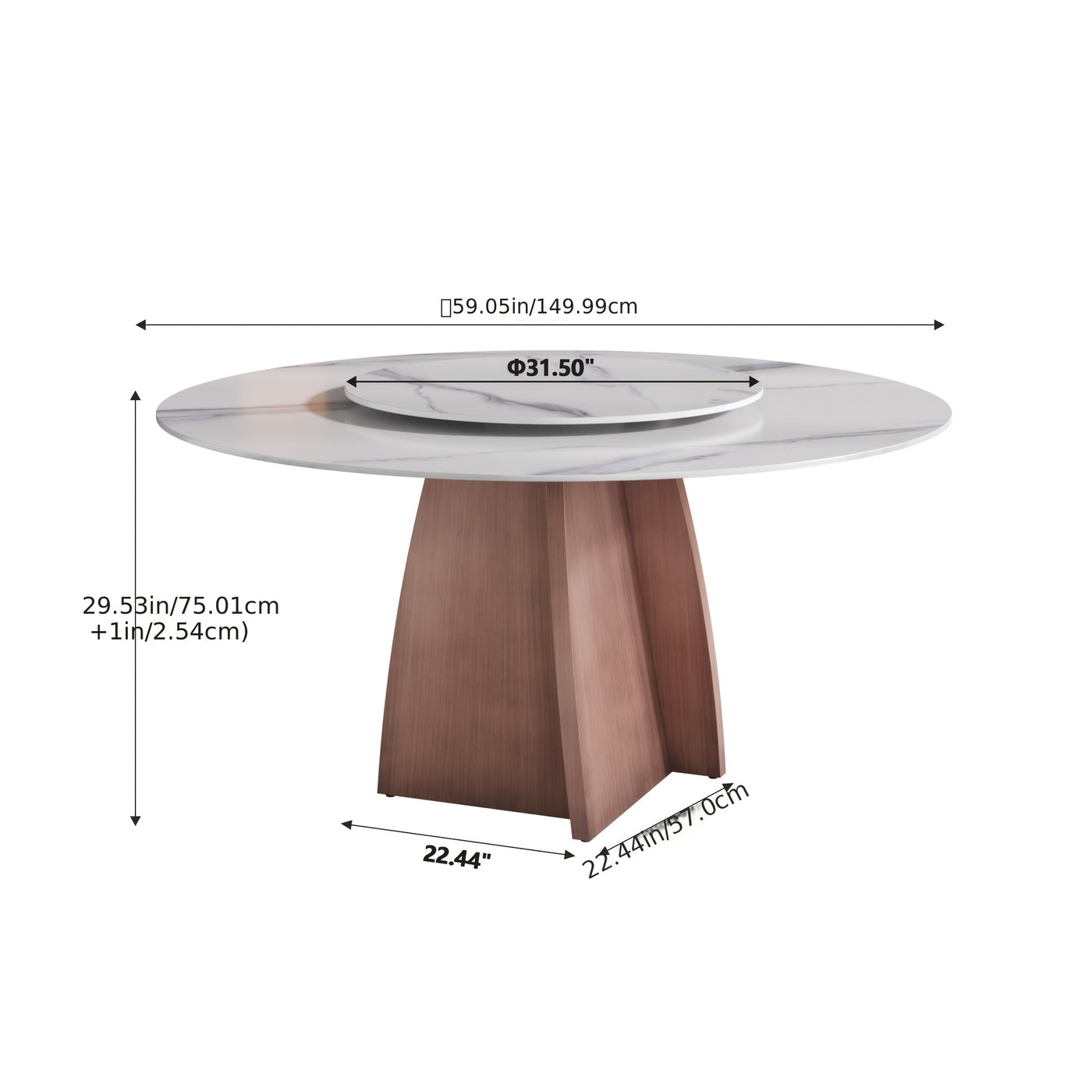 Dining Table for 6 - Sintered Stone Round Dining Table(Chairs Not Included), Modern Marble Dining Table, Glossy White Stone Tabletop, Circle Dining Table for Dining Room, Table Only