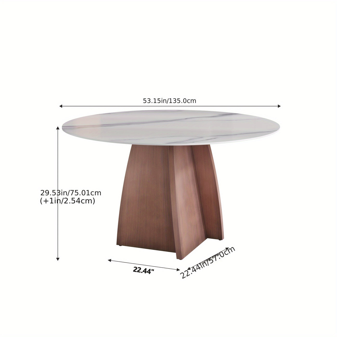 Dining Table for 6 - Sintered Stone Round Dining Table(Chairs Not Included), Modern Marble Dining Table, Glossy White Stone Tabletop, Circle Dining Table for Dining Room, Table Only
