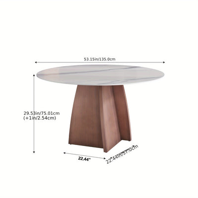 Dining Table for 6 - Sintered Stone Round Dining Table(Chairs Not Included), Modern Marble Dining Table, Glossy White Stone Tabletop, Circle Dining Table for Dining Room, Table Only