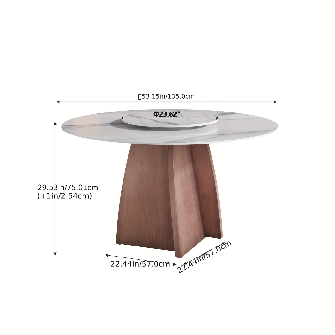 Dining Table for 6 - Sintered Stone Round Dining Table(Chairs Not Included), Modern Marble Dining Table, Glossy White Stone Tabletop, Circle Dining Table for Dining Room, Table Only