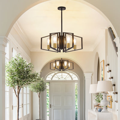 Modern Chandelier, 4Light & 8-Light Farmhouse Dining Room Light Fixture, Modern Industrial Chandelier For Living Room, Bedroom, Foyer, Stairway, Entryway