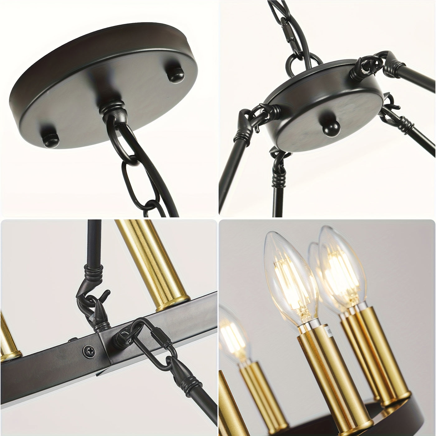 Modern Farmhouse Chandelier 2 Tier Round Wheel Chandelier Large High Ceiling Light.