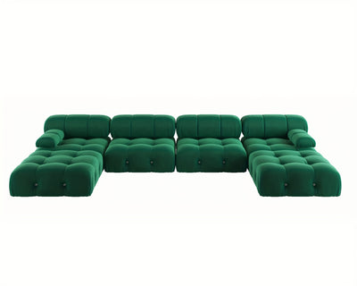 U-Shaped Minimalist Velvet Sofas, 138.6" Convertible Modular Sectional Couch, Modern Comfy Sectional Couches with 2 Chaise Ottomans for Living Room Office Apartment