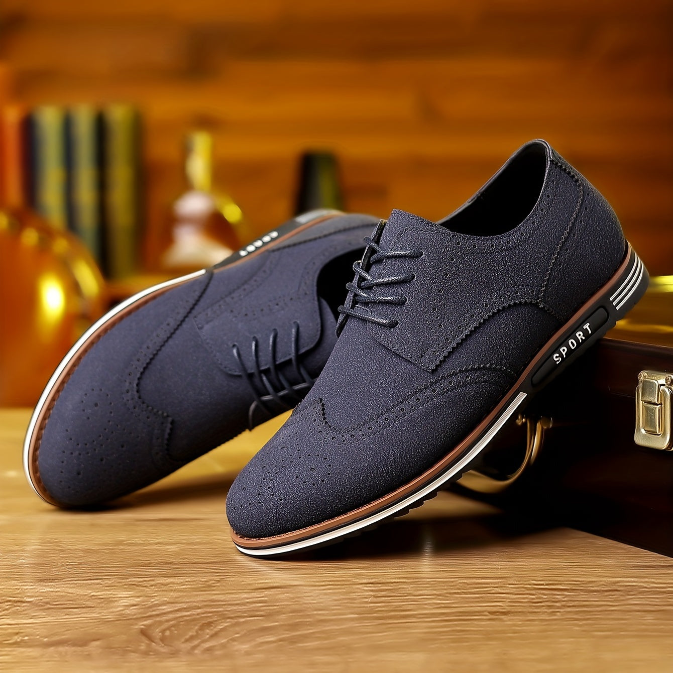 [Versatile Casual Shoes] Versatile Plus Size Men's Casual Shoes | Korean Style, Soft Sole Lace-up Rubber Sole Wedding Everyday Shoes