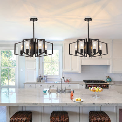 Modern Chandelier, 4Light & 8-Light Farmhouse Dining Room Light Fixture, Modern Industrial Chandelier For Living Room, Bedroom, Foyer, Stairway, Entryway