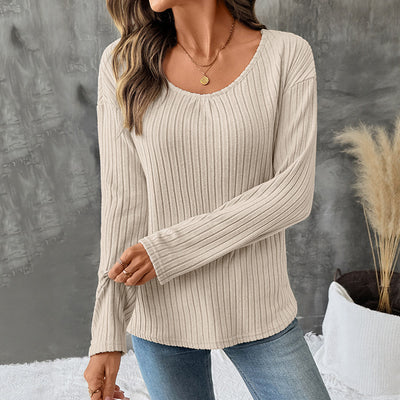 Women's Long-sleeved T-shirt Crew Neck Casual Pullover