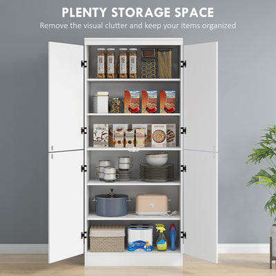 HOMCOM Kitchen Cupboard Storage Cabinet w/ 4 Doors and Adjustable Shelves,White