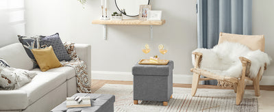 Storage Ottoman, Padded Foldable Bench, Chest with Lid, Solid Wood Feet, Space-Saving, Holds up to 300 kg, for Bedroom