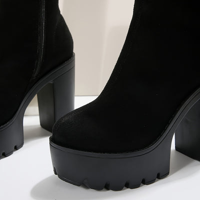 New Autumn Chunky-Heeled Ankle Boots, Lightweight And Versatile, with Ultra-High Platform Heels.