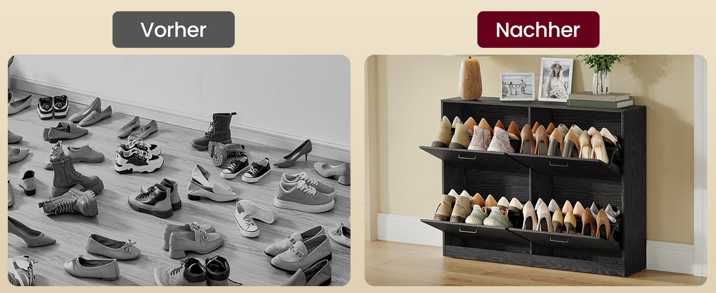 Shoe Cabinet 4 Flaps Shoe Tipper shoe rack Shoe storage Adjustable Partition Wall for 16-28 Pairs shoes Hallway