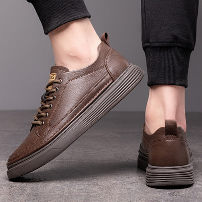 [Casual Style] Men's All-Season Casual Loafers - Stylish British & Korean Inspired Slip-On Shoes with Lace-Up Option, Versatile for Business and Leisure, Durable Rubber Sole, PU Upper, Casual Attire|Modern Casual Shoes|Durabl