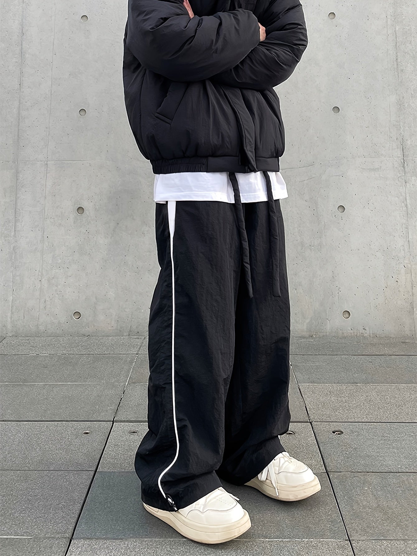 Y2K Korean Casual Parachute Pants, Wide-Leg Joggers, Long Trousers for Women, Oriented Style.