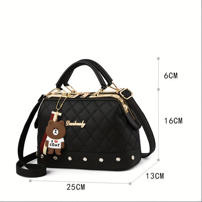 2025 Korean Fashion Women's Crossbody & Tote Bag - Detachable Shoulder Strap, Zipper Closure,, 5 Colors (Khaki/White/Red/Blue/Black)