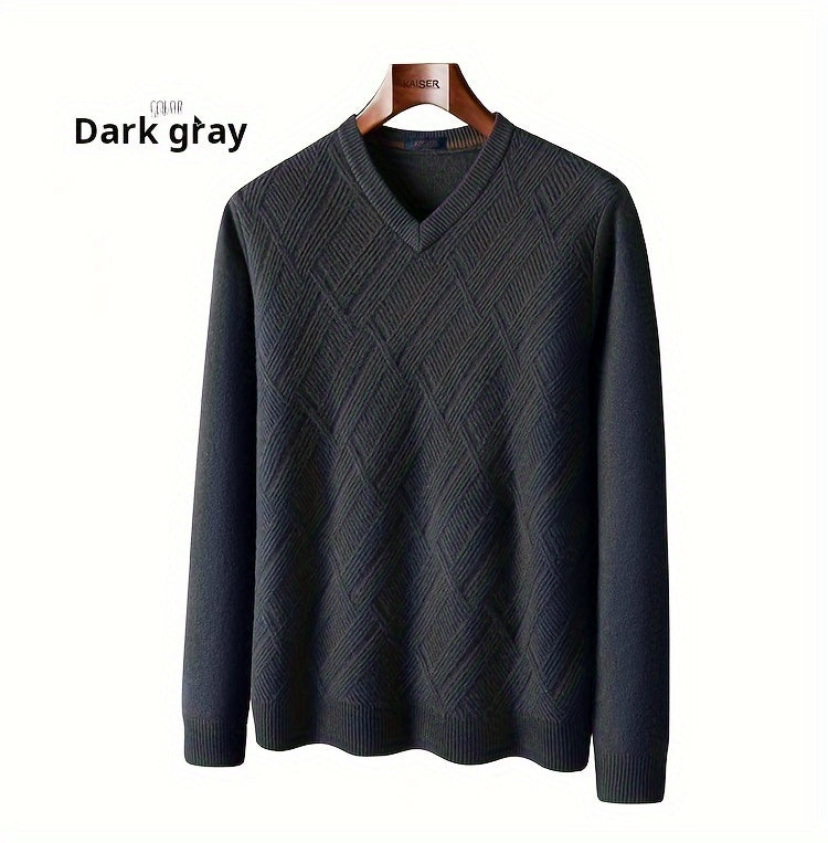 KAISER Men's Cozy Wool V-Neck Sweater - Casual Striped Long Sleeve Pullover for Fall/Winter, Soft & Warm, Korean And Japanese Targeted, Fashion