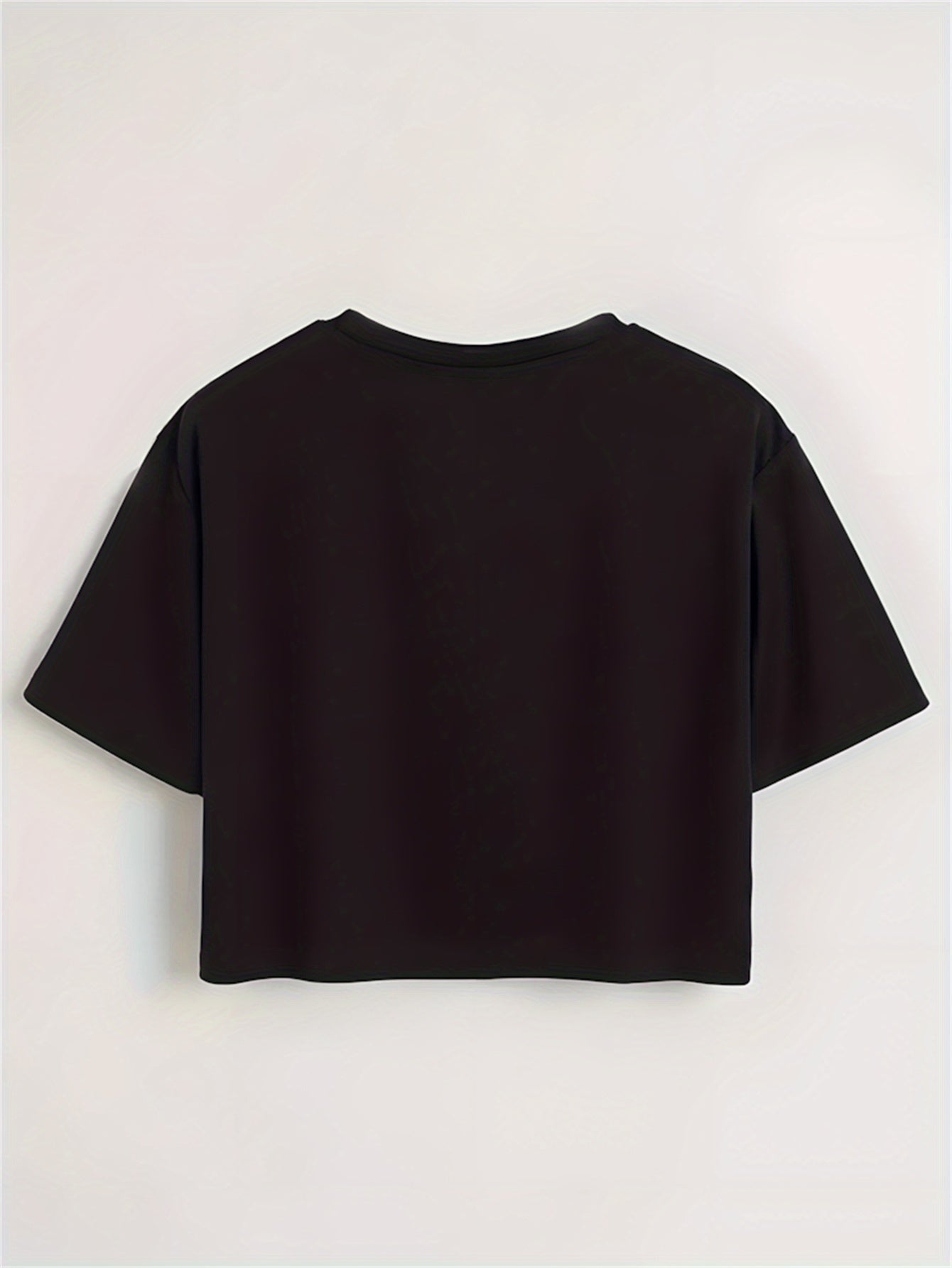 Red Rose Print Cropped T-Shirt
