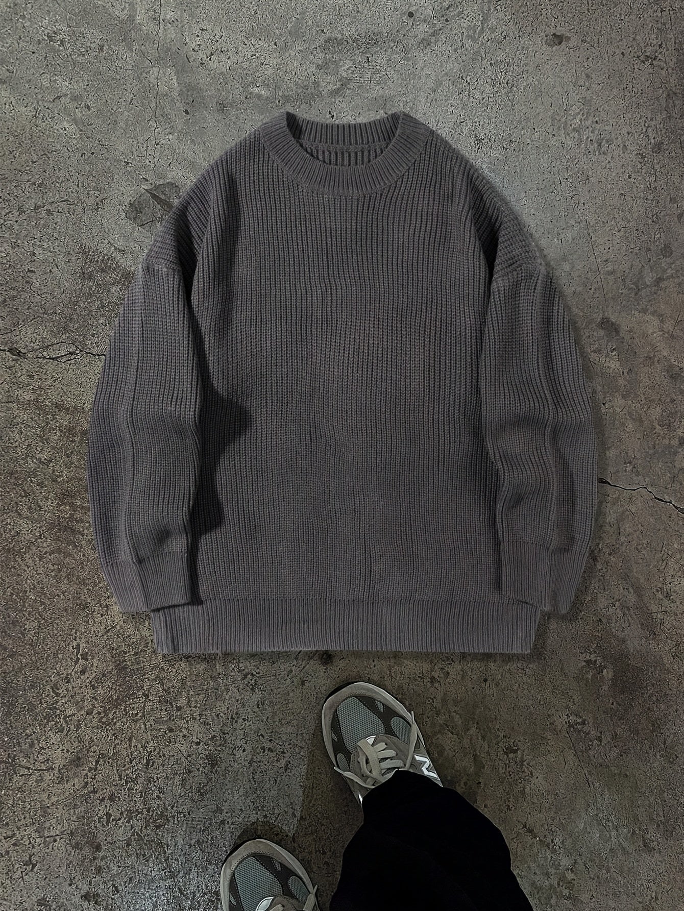 Men'S & Women'S Unisex Knit Sweater, Casual Crew Neck Pullovers, Rib-Knit Long Sleeve, All-Season Acrylic 100%, Loose Fit Solid Color, Medium Stretch, Japanese & Korean Style Streetwear