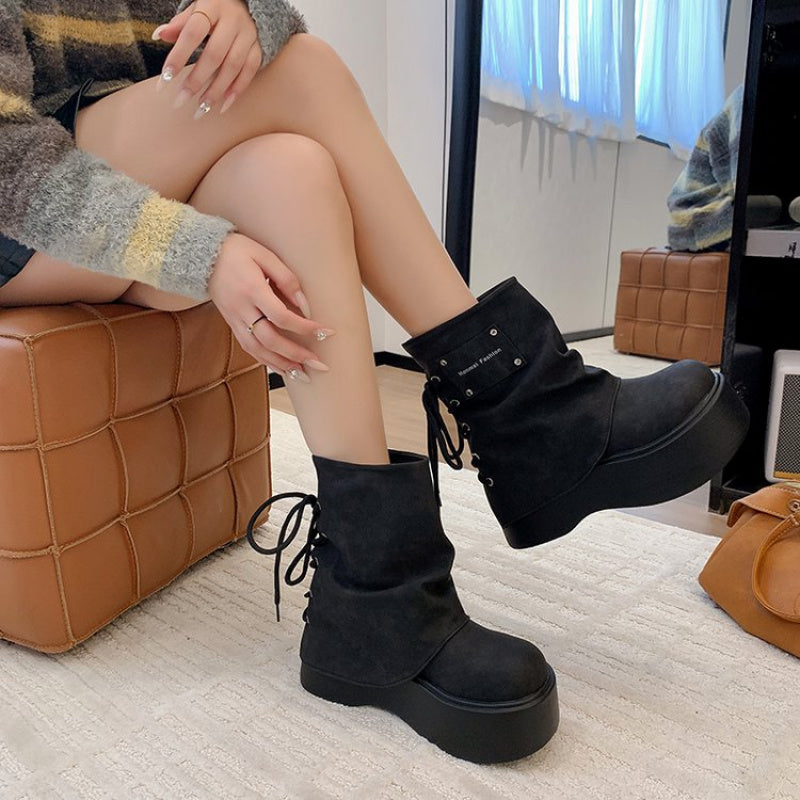 Women'S Western Cowboy Boots - Slip-On Chunky Platform Heel, Round Toe Synthetic Cover with Fabric Lining & Rubber Sole, Low Heel Comfort for Casual & Formal Outfits, Spring/Fall Fashion Footwear, Cowgirl Boots, Spring Fall F