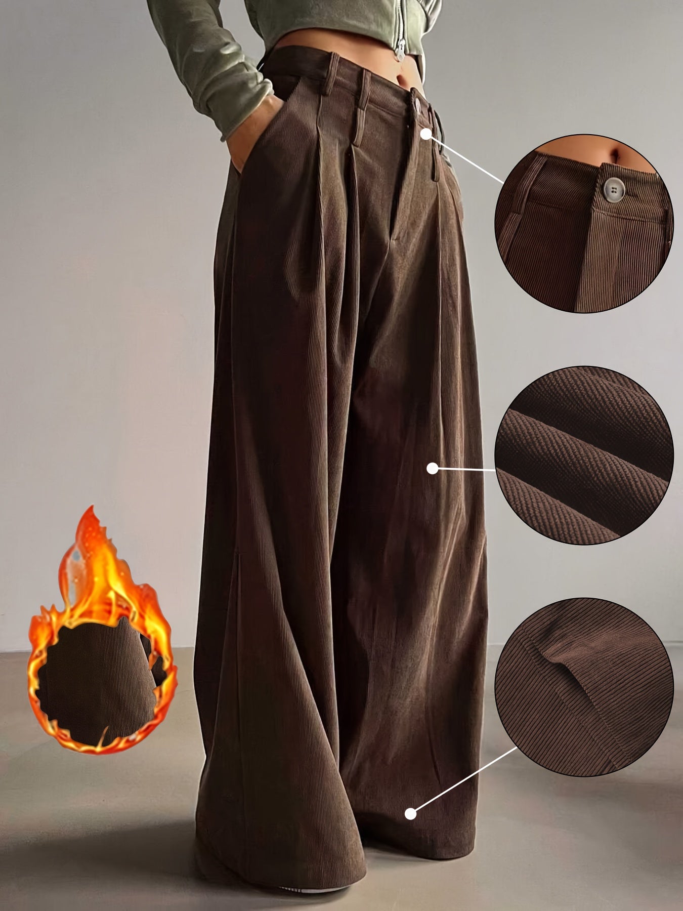 2025 New Arrival: Stylish Thickened High-Waist Flannel Wide-Leg Pants for Women, Essential Outing Wear for Spring, Autumn & Winter – Perfect for Casual Dates and Daily Use, Limited Time with Lowest Price Guarantee!