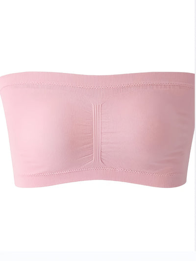 Plus Size Double-Layer Anti-Slip Strapless Bra with Removable Pads - No Underwire Seamless Smoothing High Elasticity Black Camisole Top for Casual Attire, Comfortable Daily Wear, Offshoulder Fashion, Smooth Fabric Finish