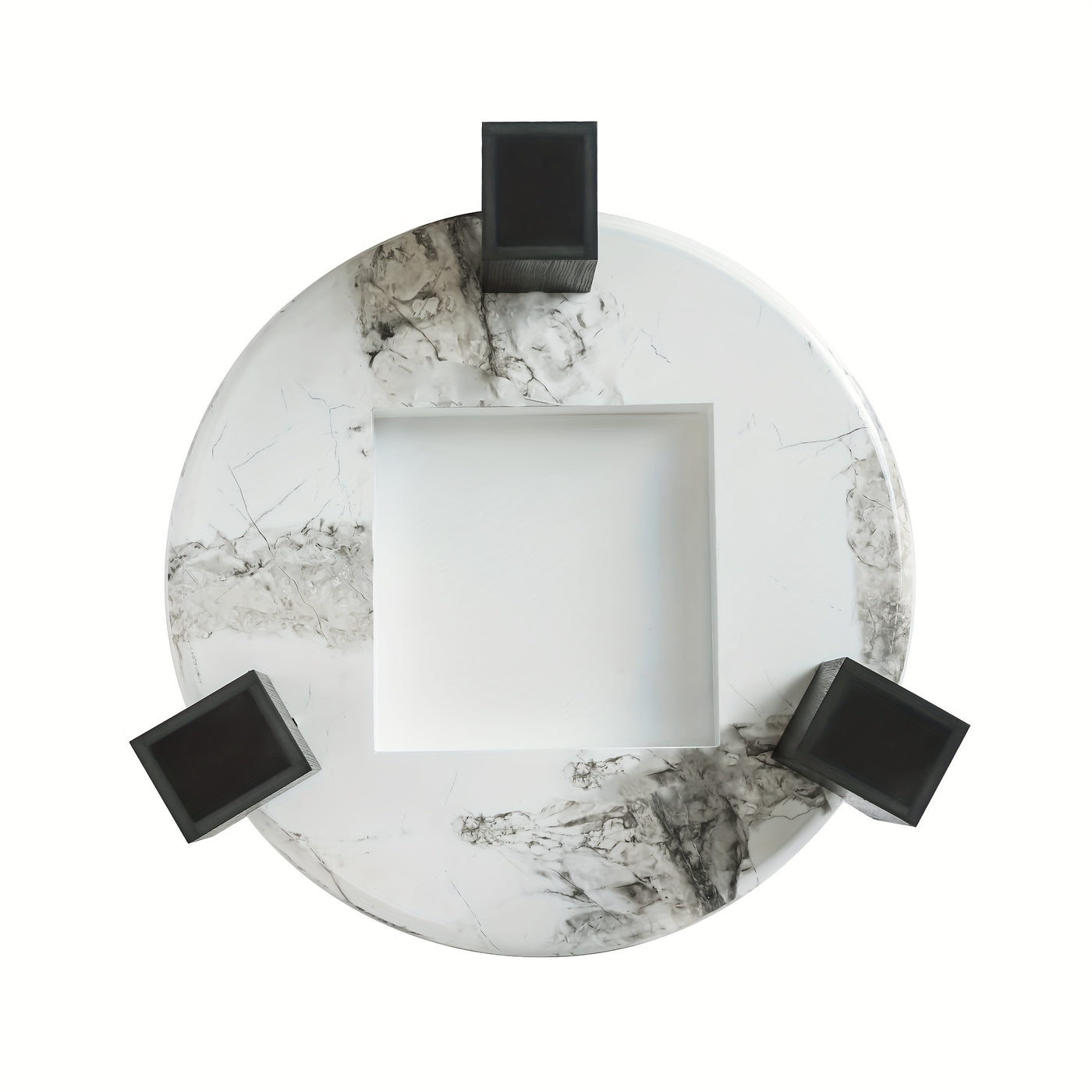 Modern Round Nesting Coffee Tables Set Of 2, Coffee Tables with Faux Marble Texture Surface And C-Shaped Side Table, Nesting Coffee Tables for Living Room/Apartment, Nesting Coffee Table Set, Coffee Table for Living Room, Cof