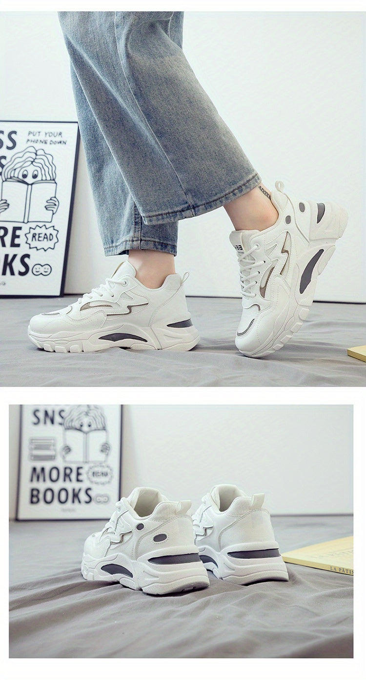 2025 New Women's Breathable Lightweight Mesh Knit Lace-Up Sports Shoes - Cushioned EVA Sole, Striped Design, Low-Top Korean Style for Running, Walking & Road Strolling - All-Season Minimalist Casual Sneakers, Ladies Sneakers,