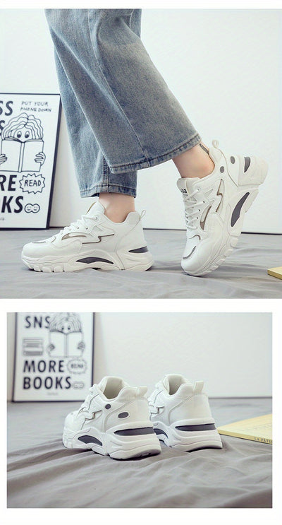 2025 New Women's Breathable Lightweight Mesh Knit Lace-Up Sports Shoes - Cushioned EVA Sole, Striped Design, Low-Top Korean Style for Running, Walking & Road Strolling - All-Season Minimalist Casual Sneakers, Ladies Sneakers,