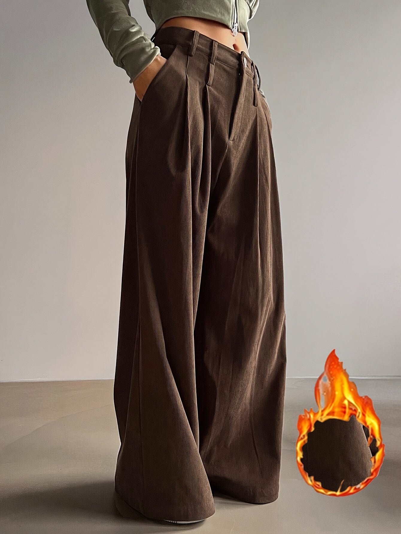 2025 New Arrival: Stylish Thickened High-Waist Flannel Wide-Leg Pants for Women, Essential Outing Wear for Spring, Autumn & Winter – Perfect for Casual Dates and Daily Use, Limited Time with Lowest Price Guarantee!