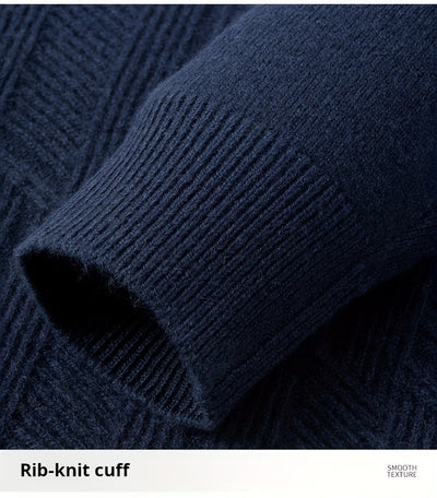 KAISER Men's Cozy Wool V-Neck Sweater - Casual Striped Long Sleeve Pullover for Fall/Winter, Soft & Warm, Korean And Japanese Targeted, Fashion