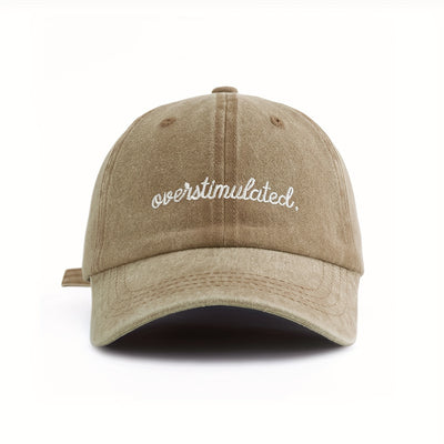 "Overstimulated" Embroidered Letter Baseball Cap