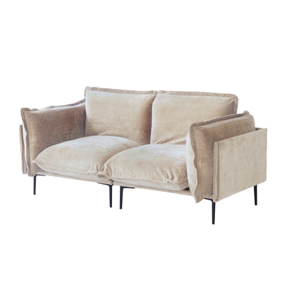 74" Modern Modular Loveseat Sofa - Space-Saving Sectional Couch with Deep Seat, Chenille Upholstery, Hardwood Frame, No Assembly Required, for Living Room, Apartment, Office - Orange Modern Furniture, Sectional Sofa for Livin