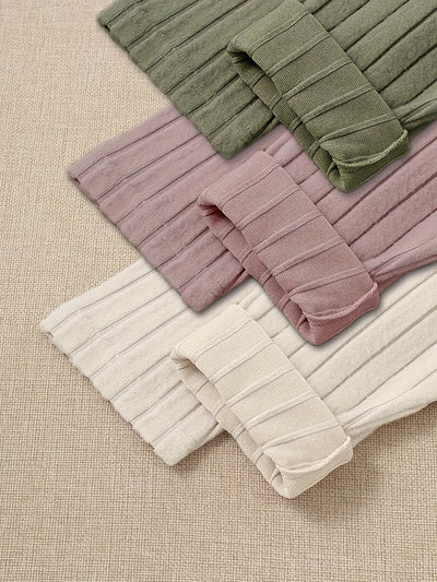 [3pcs] Ribbed Long Sleeve Casual T-Shirt Set