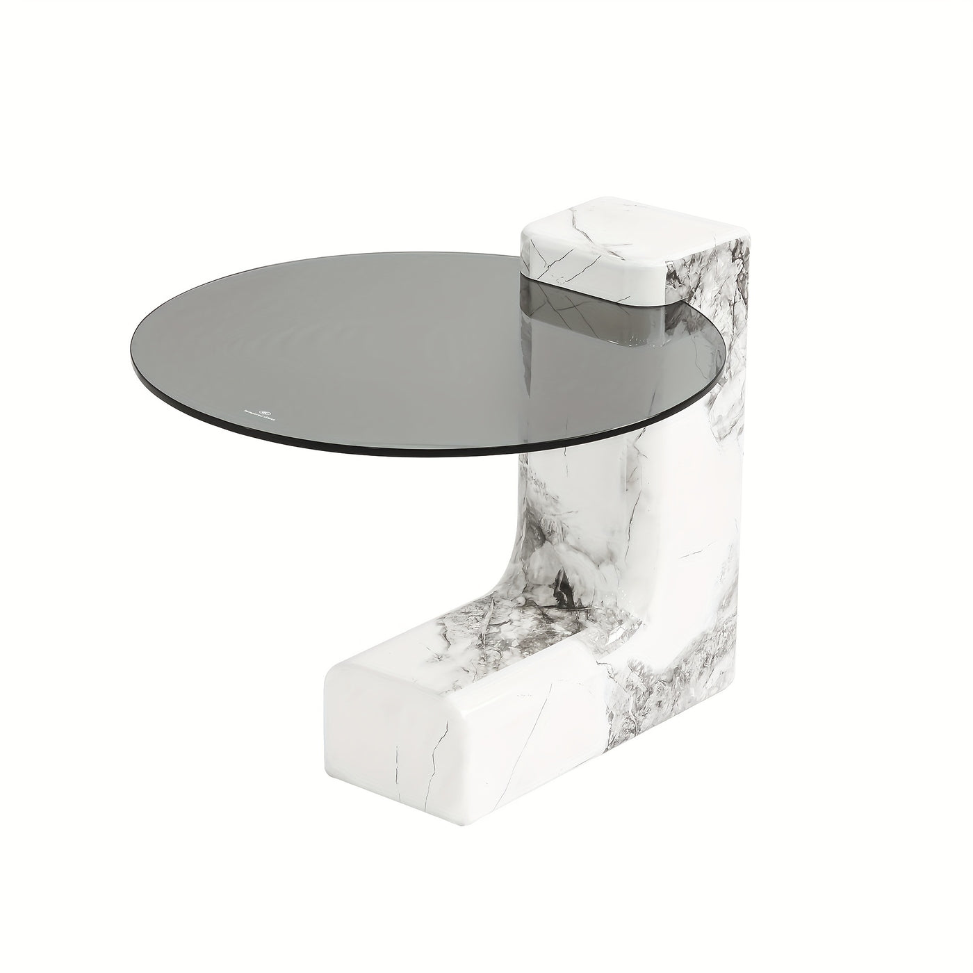 Modern Round Nesting Coffee Tables Set Of 2, Coffee Tables with Faux Marble Texture Surface And C-Shaped Side Table, Nesting Coffee Tables for Living Room/Apartment, Nesting Coffee Table Set, Coffee Table for Living Room, Cof