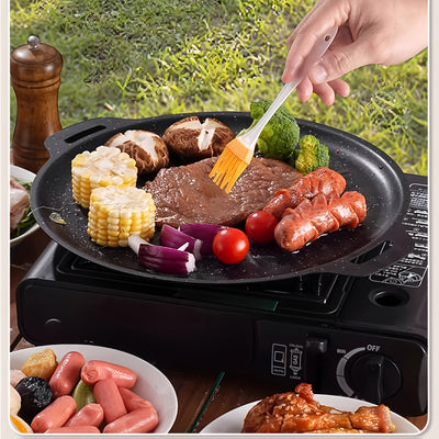 Korean Grill Pan with 6 Non-Stick Coated Layers, Smokeless Round Frying Stone Plate, Suitable for Induction Cooker, Gas Stove, Outdoor Camping, Indoor or Outdoor Barbecue, Party Birthday Gift