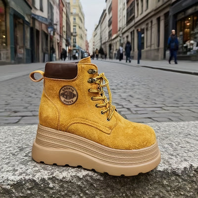 Round Toe Chunky Sole Retro Fashion Versatile Women's Boots/Daily Outdoor Hiking British Style Ankle Shorties
