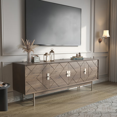 66'' TV Stands For Living Room, Modern Television Stand For 55/60/65 Inch TV, Farmhouse Entertainment Center With Storage
