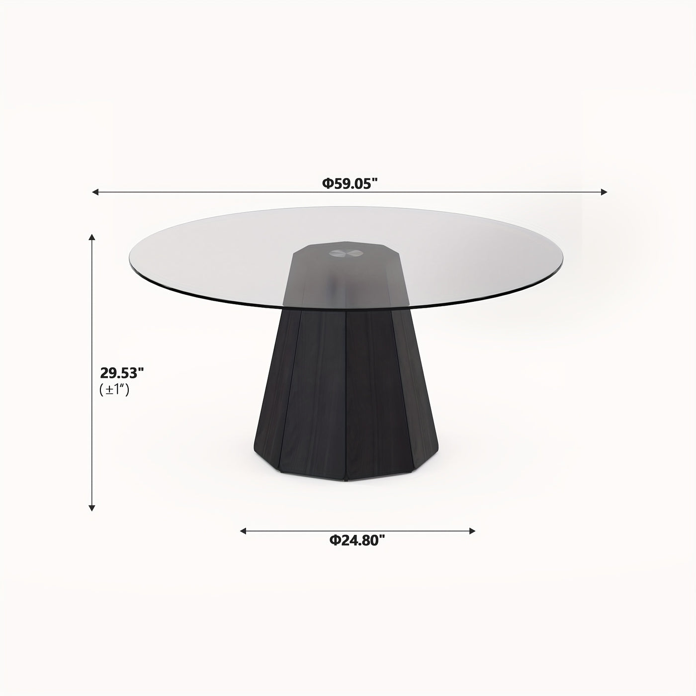 Glass Round Dining Table For 6-8, Modern Dining Table 59" Dining Room Table Round Black Glass Top With Solid Base For Kitchen
