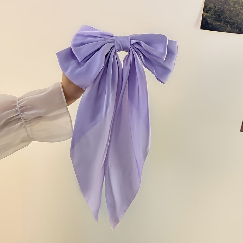 Korean Style Fashion Large Red Bow Knot Fabric Hair Clip Women Long Ribbon Butterfly Hair Clip