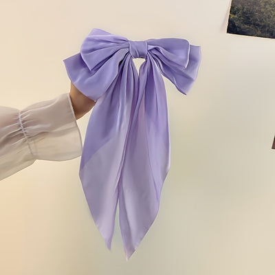 Korean Style Fashion Large Red Bow Knot Fabric Hair Clip Women Long Ribbon Butterfly Hair Clip