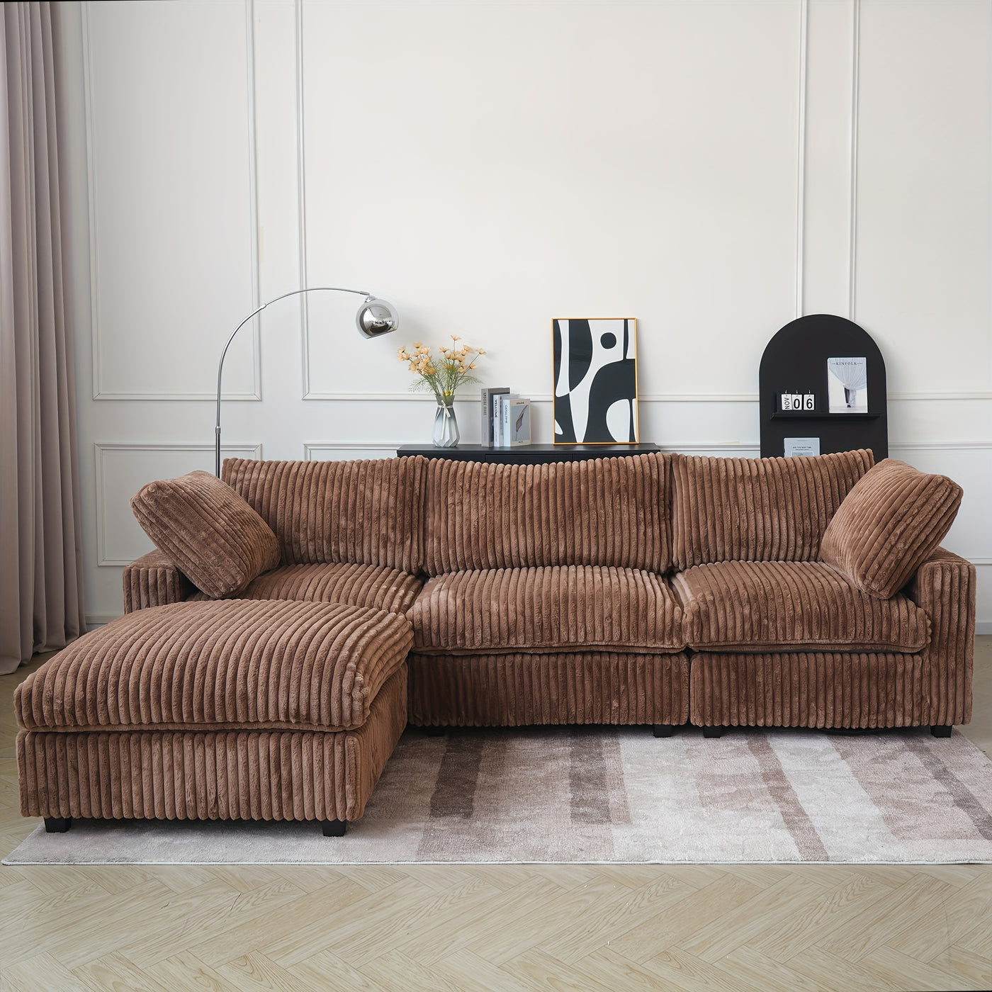 Extra Large 118" Modern Modular Sectional Sofa - L-Shaped Sectional with Chaise Lounge, Plush Cushions & Washable/Replaceable Cover - Modular Sofa with Chaise Convertible, Spacious Living Room Couch for Apartments, Houses - E
